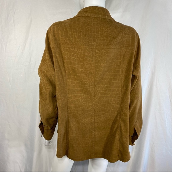 Venezia Women’s Microsuede with Snake Skin Print Vintage Button Down - Picture 4 of 6